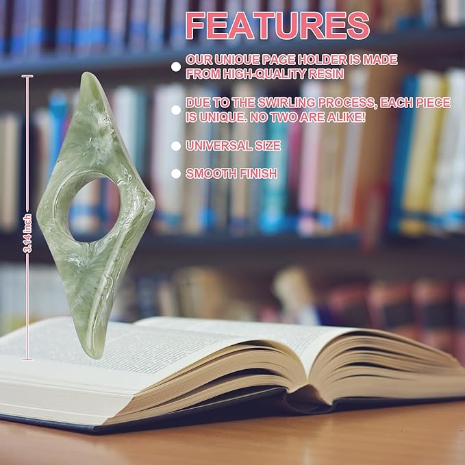 Thumb Page Holder for Reading 2Pack, Energy Pattern Thumb Bookmark, Book Opener Holder, Book Finger Page Holder, Book Accessories for Reading Lovers(Pink and Olive-Green）