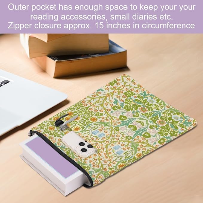 Retro Floral Book Sleeve Book Cover Classic Flower Book Protector with Zipper Christmas Birthday Book Club Gifts Book Accessories for Women Bestie Teacher Librarian Girls Bookish Book Lovers Gifts