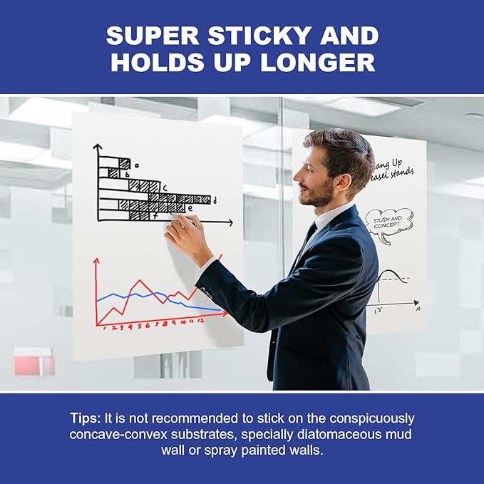 Comix Sticky Easel Pad, 20 x 23 Inches Flip Chart Paper for Teachers, Large Self Stick Easel Paper, 30 Sheets/Pad, 6 Pads/Pack