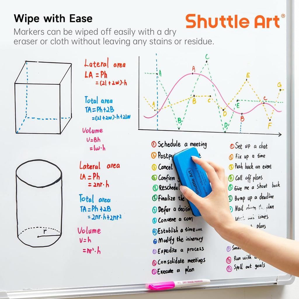 Shuttle Art Dry Erase Markers, 12 Colors 144 Bulk Pack Whiteboard Markers, Fine Point Dry Erase Markers Perfect for Writing on Dry Erase Whiteboard Mirror Glass for School Office Home