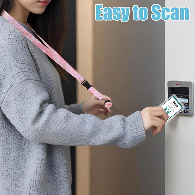 6 Pack Lanyards for Id Badges, Badge Women Lanyards with ID Holder Detachable Cruise Lanyards with Waterproof ID Holder Retractable Badge Reel for Office School Cruise Ship Key ID Cards (Marble Style)