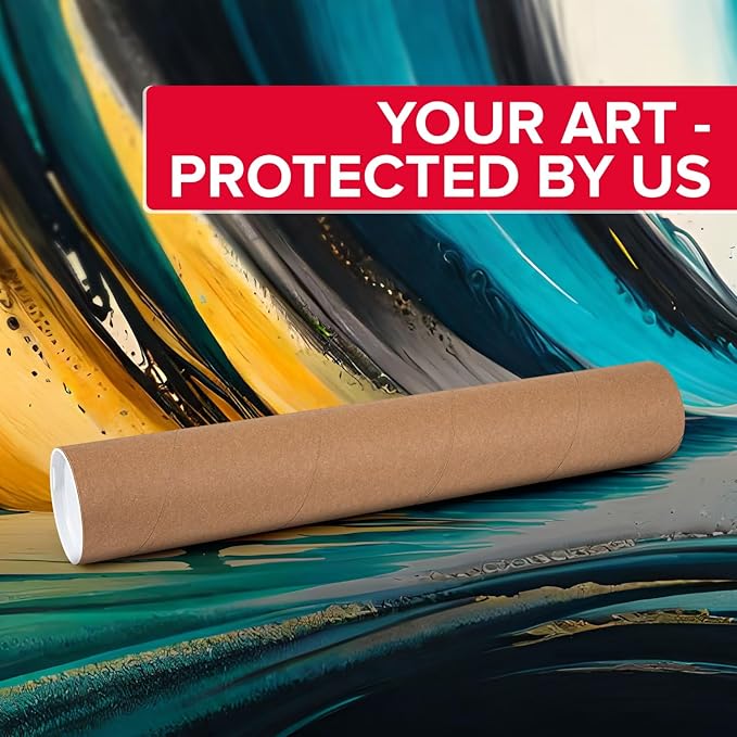 4" x 24" Reinforced Kraft Paper Mailing Tube, Pack of 1 Tube with 2 Caps – Secure USPS Approved Poster Tube – Cardboard Tube for Shipping and Storing Posters, Prints, Artwork, or Documents