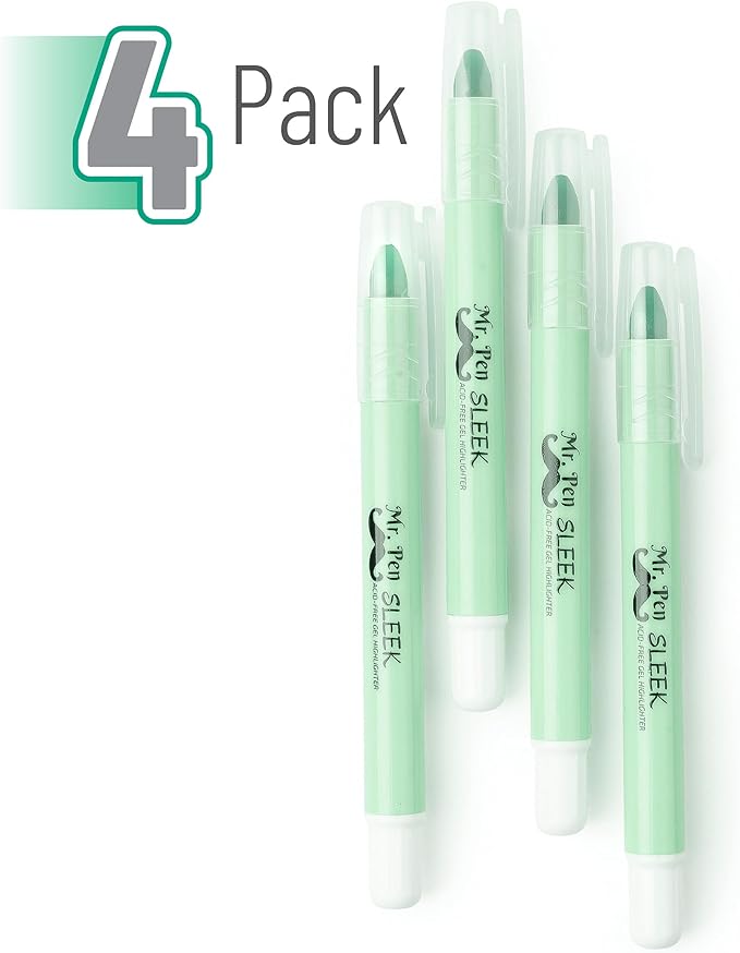 Mr. Pen- Gel Highlighter, 4 Pack, Bible Highlighters No Bleed, No Bleed Highlighters, Bible Highlighter, Bible Markers, Gel Highlighters for Bibles, Highlighter