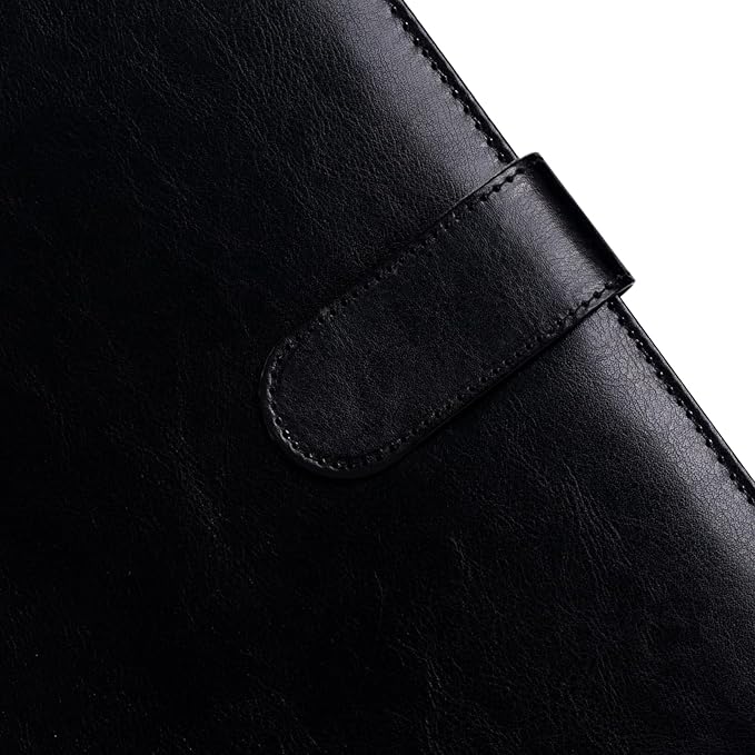 Clipboard Portfolio Meeting Record Manual Faux Leather Storage Clipboard with Cover for Size A4 Writing Pad,Phone Pocket & Business Card Holder, Used for Business Office,Meeting etc. (Black)