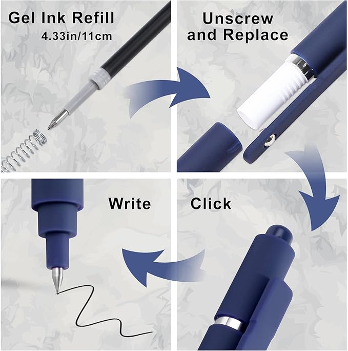 RIANCY Gel Pens, 10 Pcs 0.5mm Quick Dry Black Ink Pens Fine Point Smooth Writing Pens for Journaling Aesthetic Pens Retractable Gel Pens School Supplies Colorful Pens Gel Ink Pen Office Supplies