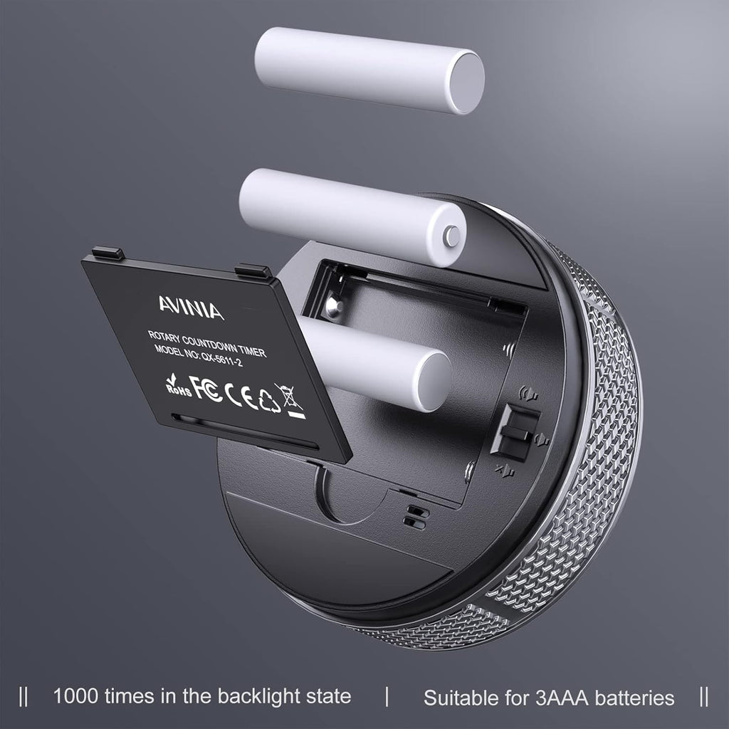 AVINIA Digital Kitchen Timers, Visual timers Large LED Display Magnetic Countdown Countup Timer for Classroom Cooking Fitness Baking Studying Teaching, Easy for Kids and Seniors Silver