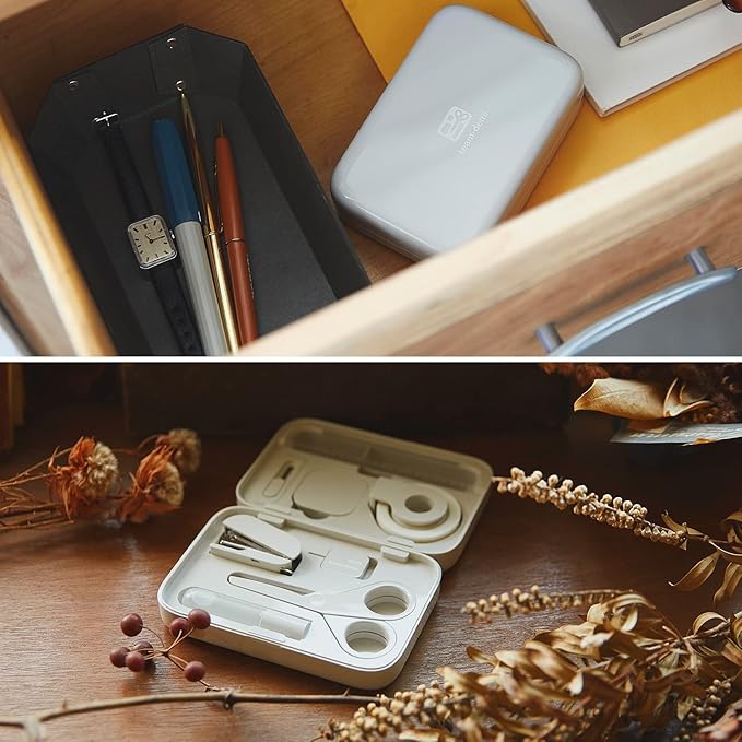 Plus Stationery Kit Gray (Scissors, stapler, tape, liquid glue, cutter, ruler, tape measure, pin for SIM card replacement) TD-001 30-213 With Original Stylus Ballpoint Touch Pen