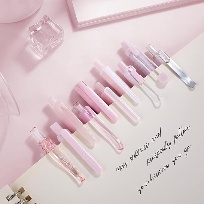 5 Count Pastel Gel Ink Pen Set,Cute Note Taking 0.5mm Fine Point Retractable 5 Count Black Ink Pens for Writing, Journaling, School, Office (Light Pink)