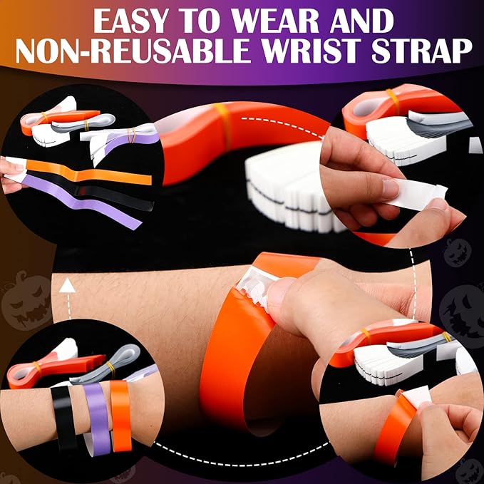 Epakh 600 Pcs Paper Wristbands Neon Wrist Bands Waterproof Handbands for Events Lightweight Concert Wristbands Neon Colored Adhesive Wrist Band for Party