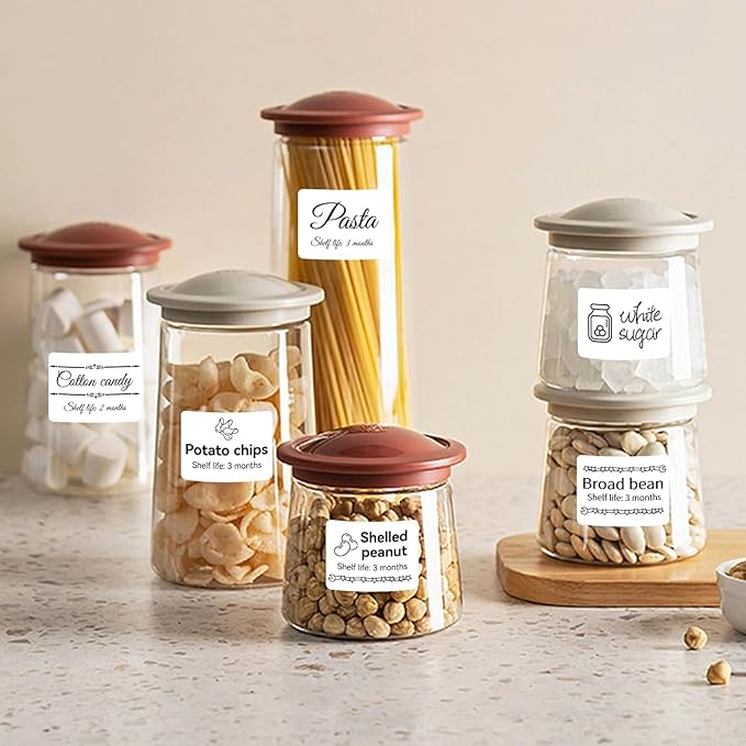 Storage Bin Labels for NIIMBOT B1 B21 B3S, 1.57'' x 1.18'' (40x30mm) Kitchen Labels for Containers, Waterproof, Oil-Proof and Tear-Proof Thermal Printer Labels