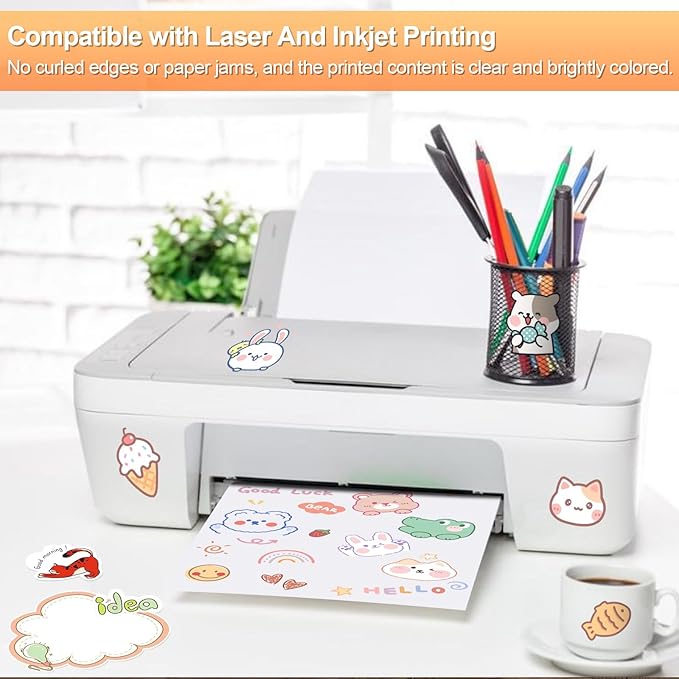 Joyberg Shipping Labels, 8.5""x11"" Shipping Label Paper, 2 Per Page Printable Sticker Paper, Shipping Label Printer Paper, Label Paper for Laser/Inkjet Printers, White