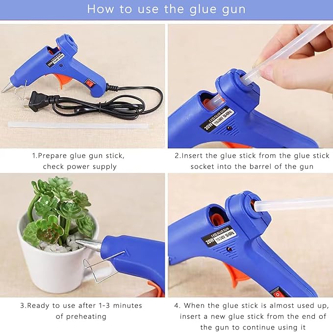 Mini Hot Glue Gun 10pcs Glue Stick Hot Glue Gun Set For Quick Repair Artist DIY Art Home 20w Blue