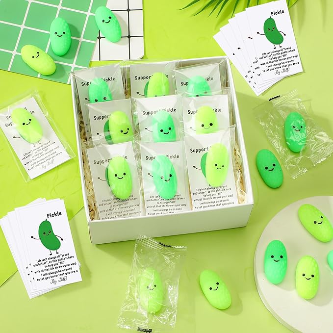 HyDren Christmas Emotional Stress Ball Gifts Bulk Cute Pickle Squeeze Mini Stress Relief Ball Gift Employee Appreciation Gifts Inspirational Cards Students