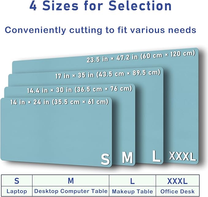 Boutilon Leather Desk Pad 24"x 14" Non-Slip Mouse Pad,Office Desk Mat,Waterprooft PU Leather Desk Blotter,Desk Pad Protector,Desk Writing Pad for Home Office Decor (S-Light Blue)