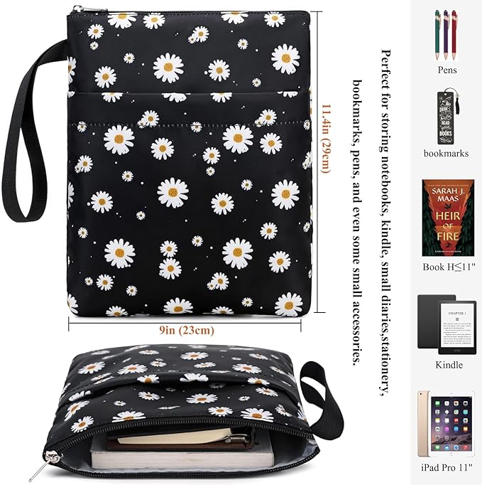 DSIUE Book Sleeve Book Protector Book Lovers Gifts Book Covers for Paperbacks with Zipper,11.4 X 9 Inch