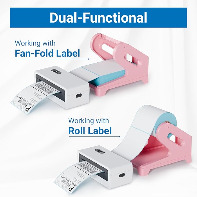 JIOSE 4x6 Printer Label Holder - Thermal Printer Label Holder for Rolls and Fan-Fold Labels - Work with Desktop Thermal Shipping Label Printer