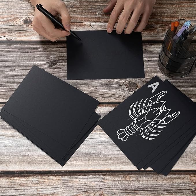 100 Pack Thick Paper Cardstock Blank Heavy Cards Stock for Invitations, Greeting Cards Making, Postcards, Photos, 250GSM Thick Paper (Black, 5x7 inches)