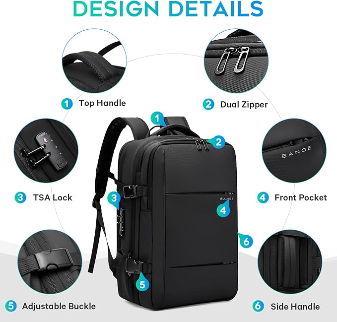 BANGE Air Vacuum Backpack for Travel, Expandable Backpack with Vacuum Compression Packing Bag,Space Saver Bags for Traveling, Business,Camping(NO PUMP)…