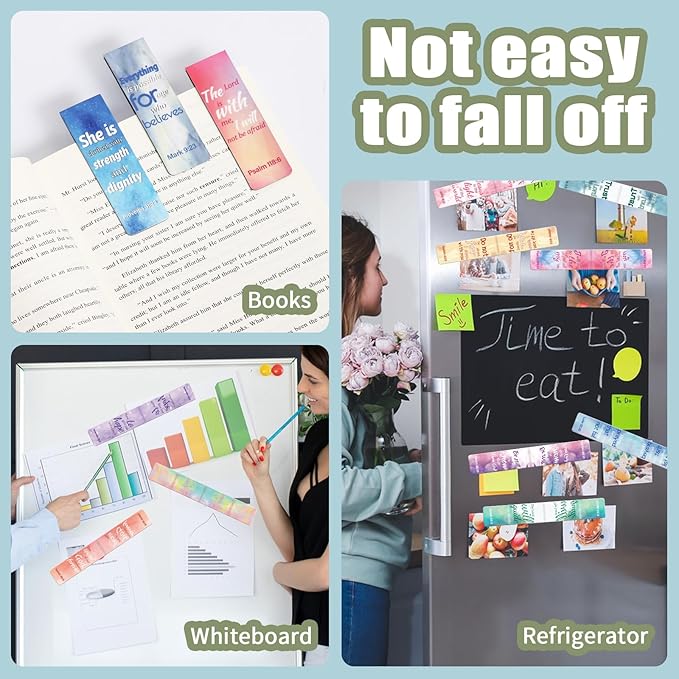 Magnetic Bookmarks, Kaluofan 15PCS Large Bible Quotes Magnetic Christian Bookmarks, Bookmarks for Women, Double Sided Magnet Book Markers, Book Marks for Reading Women Students Teachers Supplies