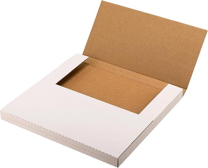 White Vinyl Record Mailers 12.8x12.8x1 Inch LP Mailing Corrugated Cardboard Boxes, Easy-Fold, Multi-Depth Album Shipping Boxes with Fragile Stickers, 15 Pack