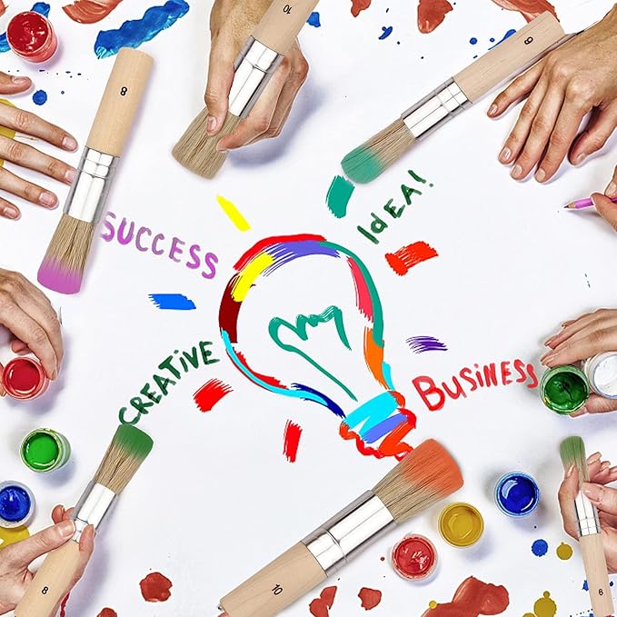 Wooden Stencil Brush (Set of 3), Natural Bristle Brushes Perfect for Acrylic Painting, Oil Painting, Watercolor Painting, Stencil Project, Card Making and DIY Art Crafts