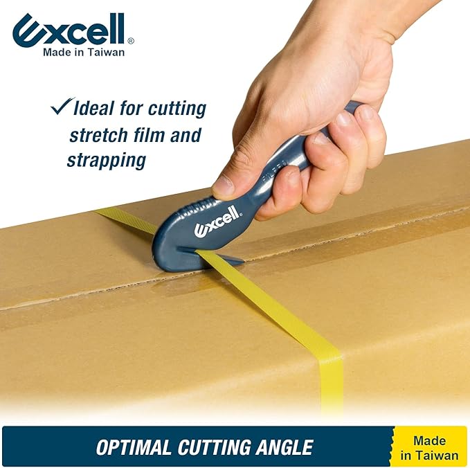 Excell Stretch Film Angled Cutter Suit Warehouse,Factory, Ergonomic Film Cutting Blade Safe and Efficient Cutting for Cryovac, Plastic Bags, Shrink Wrap (Angled Cutter)