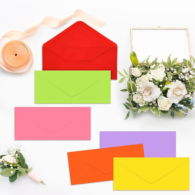 500 Pcs #10 Business Envelopes Adhesive Standard Envelopes Colored Envelopes for Office Check Invoices Letters Letterhead Invitations Announcements 4-1/8 x 9-1/2'' (Cute Color)