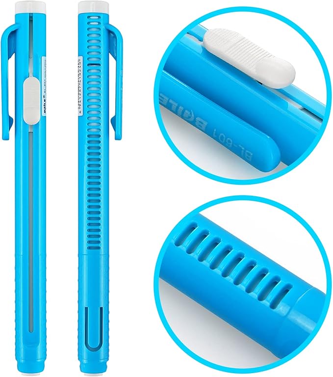 Retractable Mechanical Eraser Pen, Pen-Style Erasers Assorted Color, 5 Pack