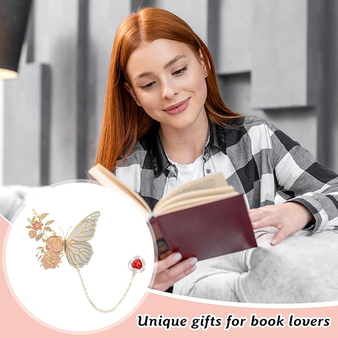 Butterfly Bookmarks for Women GjinxiCute Funny Metal Flower Bookmark Creative Tassel Book Marks Hollow Trim Page Markers Creative Exquisite Gifts Pendant Book-Markers Children's Day Present