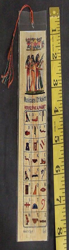 Set 20 Large Egyptian Bookmarks Book Marks Papyrus Paper 7"x2" (18x5 cm) Original Handmade Hand Painted Painting Hieroglyphic Ancient Pharaoh Alphabets Papyri Sheets Art Educational School History