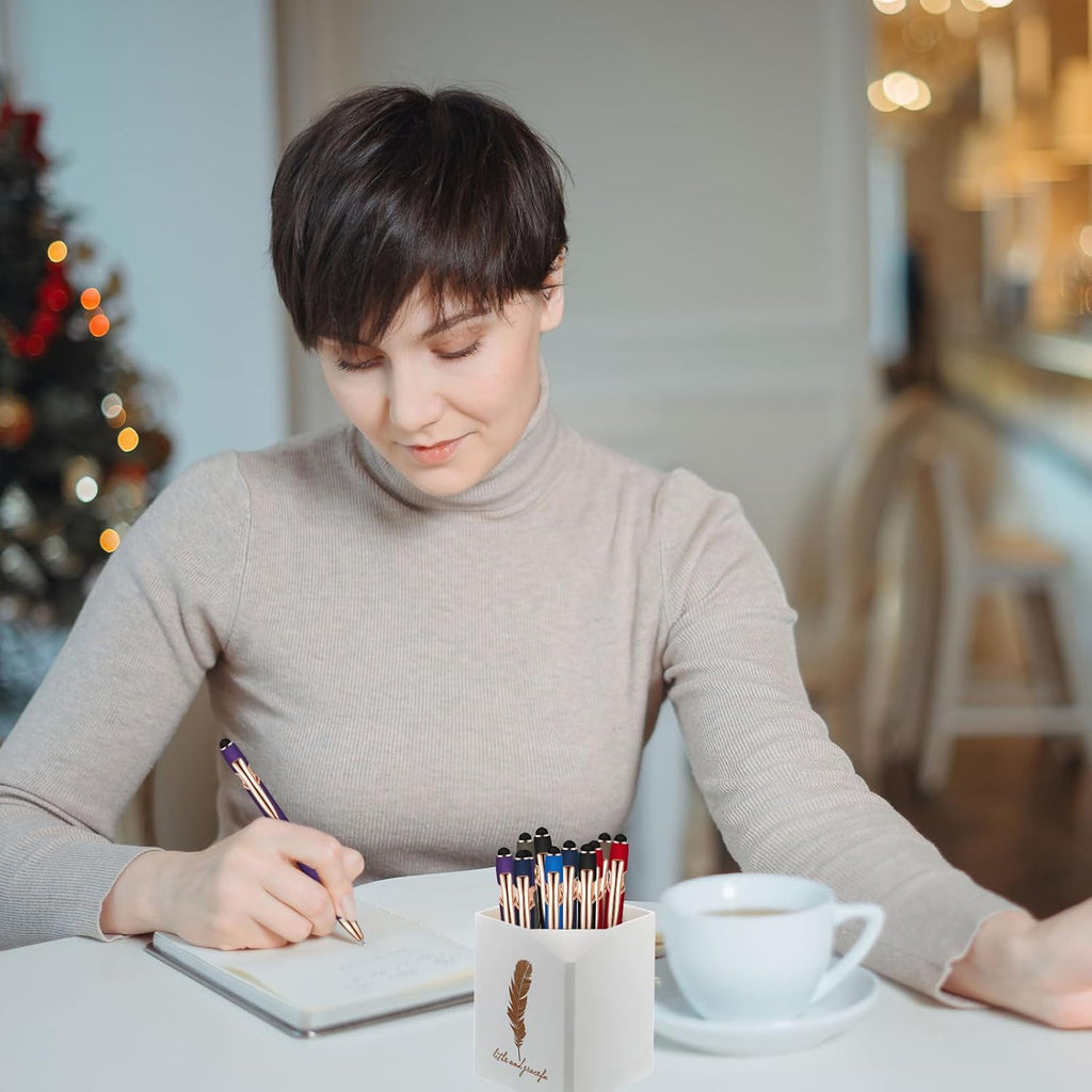 Zonon 38 Pieces Rubberized Ballpoint Pen with Stylus Tip Stylish Metal Pen Capacitive Styli with Soft Rubberized Grip, Black Ink for Most Devices(Classic Colors)