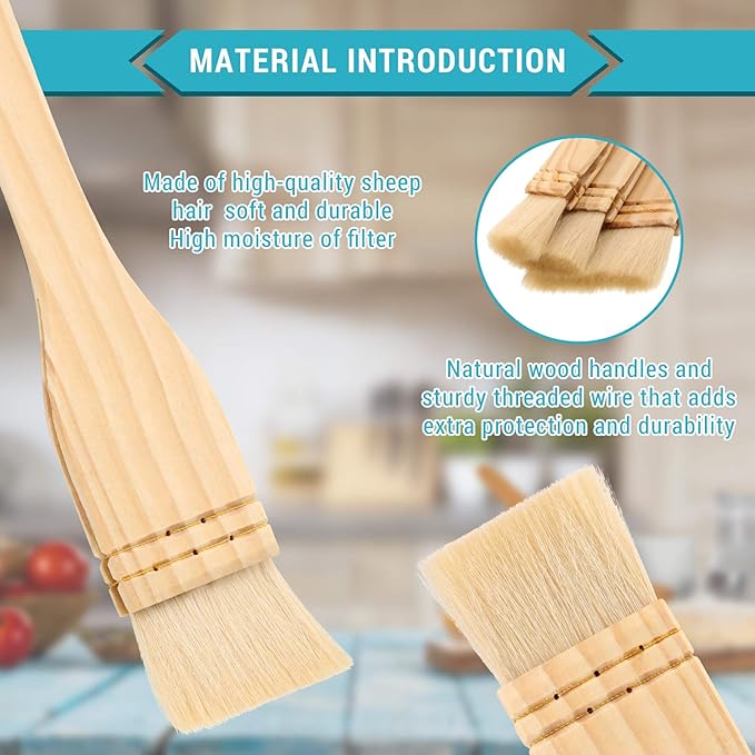 Patelai 3 Pieces Flat Hake Brushes Hake Artist Painting Brushes Set Sheep Hair Bristles for Watercolor, Wash, Ceramic and Pottery Painting(3 Pieces,9 x 1 Inches, 9 x 2 Inches, 9 x 3 Inches)