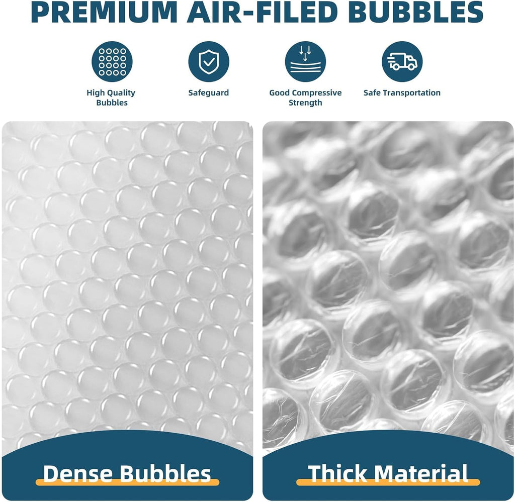 Metronic Bubble Cushioning Wrap 2 Pack 12 Inch x 72ft Total, Dense Bubble Packing Air Wrap Clear Bubble Packing Roll for Shipping and Moving Supplies, Perforated Every 12"