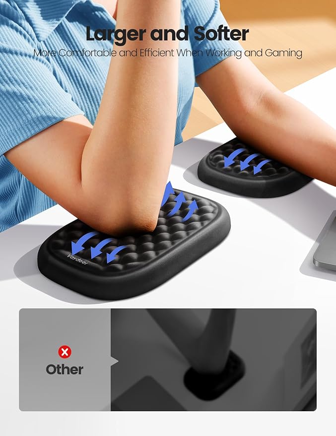 [Upgraded Larger and Thicker]Vaydeer Elbow Rest Pad, Desk Wrist Rest Memory Foam Armrest, Ergonomic Mouse Cushion Support, Wrist Pain Relief for Computer Laptop Working Typing Gaming Office-Ocean Blue