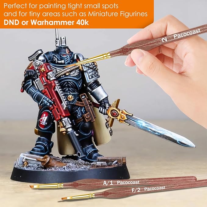 Detail Paint Brushes Set, 12PC Miniature Brushes for Fine Detailing & Art Painting, Small Tiny Paint Brush Perfect for Acrylic, Paint by Number, Craft, Models, Warhammer 40k (Brown)