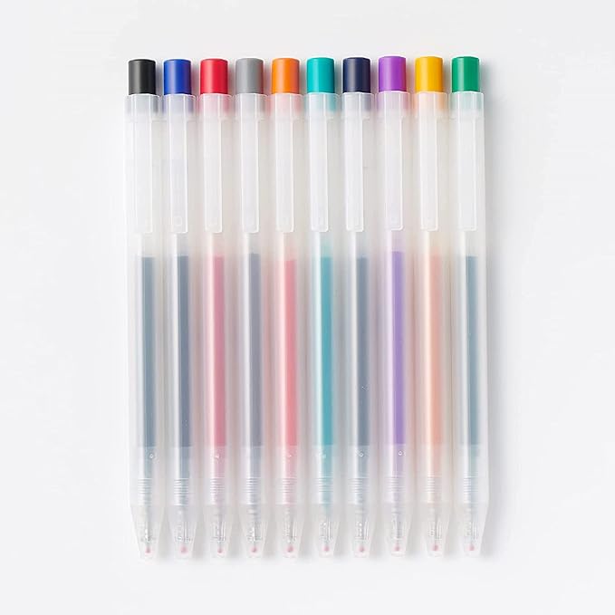 Muji Clear Ballpoint Gel Pen 0.5mm [10 colors SET] retractable