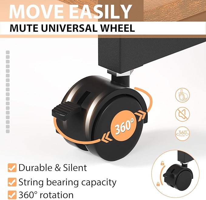 Under Desk Printer Stand, 2-Tier 19.5''x 16''x 22'' Rolling Printer Stand Storage Shelves for Printer, Scanner, Fax Machine, Files, Books with Anti-Skid Feet for Home, Office, Brown