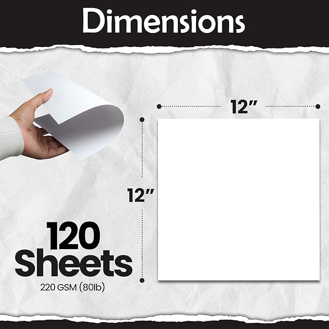 SANZIX 120 Sheets of White Cardstock 12 x 12 Inches, 220 GSM 80 Lbs - Perfect for Crafting, Scrapbooking, DIY Projects, Card Making, Invitations | Thick White 12x12 Cardstock for Professional Results