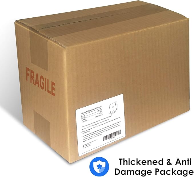 MaxGear Acrylic Sign Holder 8.5 X 11 inches Slant Back Sign Holder Clear Sign Display Holder Plastic Display Stands Table Sign Display Holder for Office, Home, Store, Restaurant - Vertical, 32 Pack