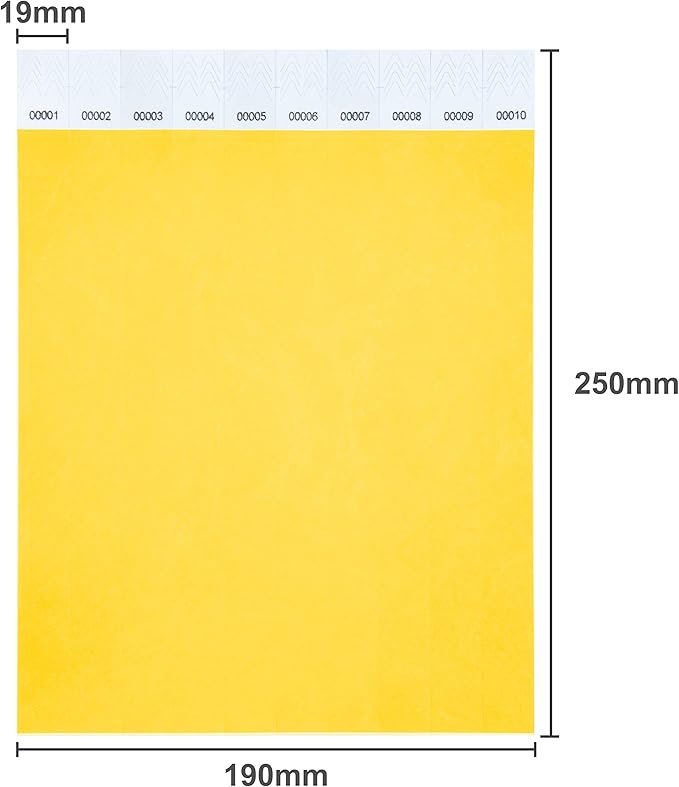 100 Pcs Wristbands, 1-100 Consecutive Numbers Waterproof Tearproof and Printable Wrist Straps Admission Bracelets Tickets (Neonyellow)