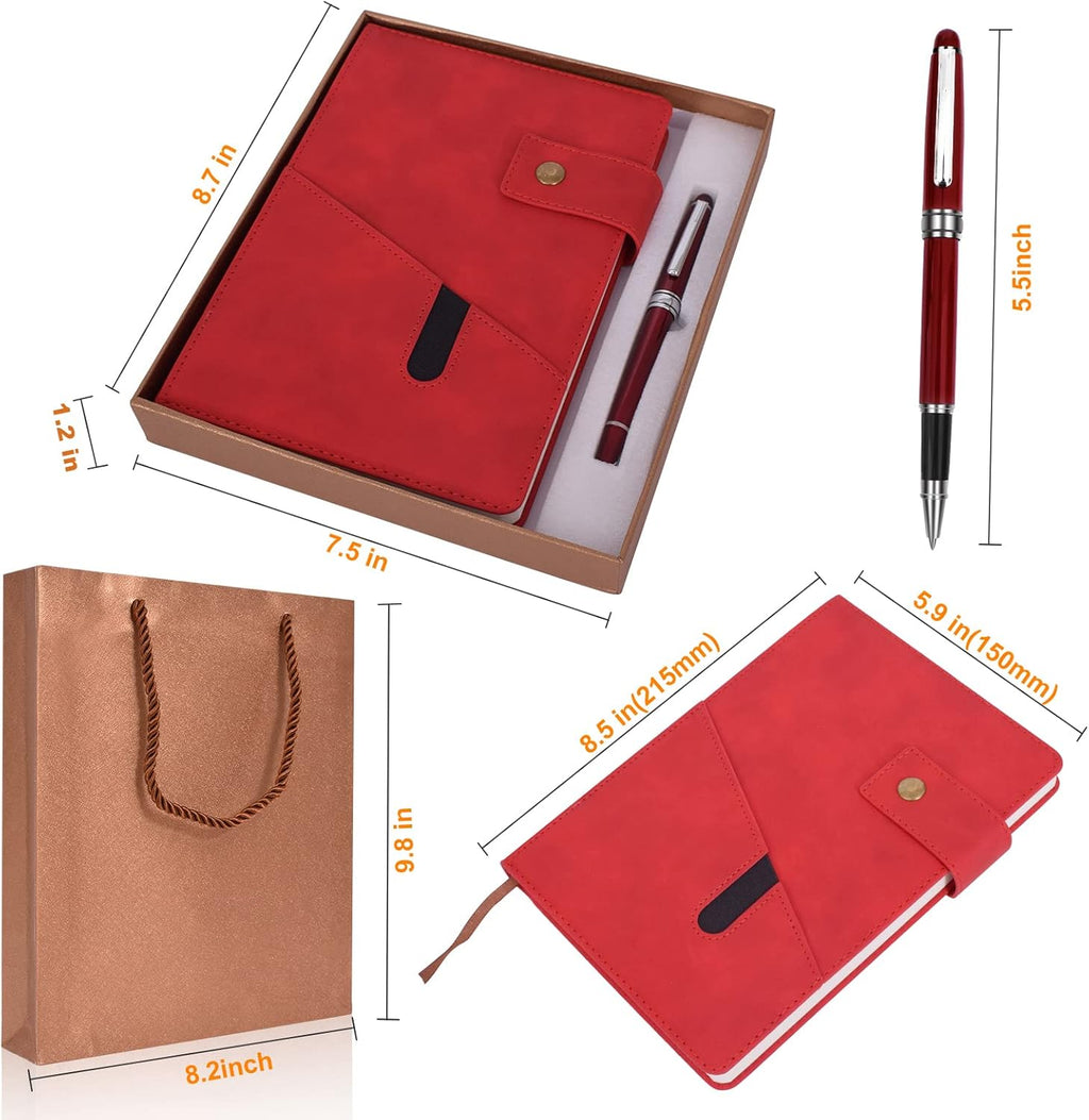 A5 Lined Leather Journal Notebook,Hardcover Journal Set with Pen and Gift Box,100Pages 100gsm Thick Ruled Paper Daily Diary for Men Women School,Travel,Business,Work,Writing 5.9" X 8.4"