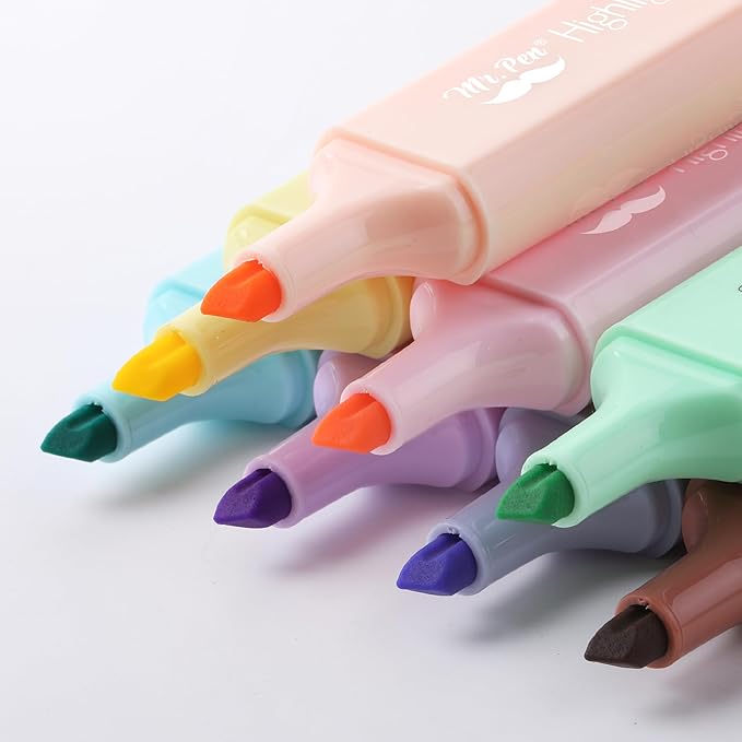 Mr. Pen- Pastel Highlighter, 8 pcs, Tank Style, Chisel Tip, Cute No Bleed Bible Highlighter, School Supplies