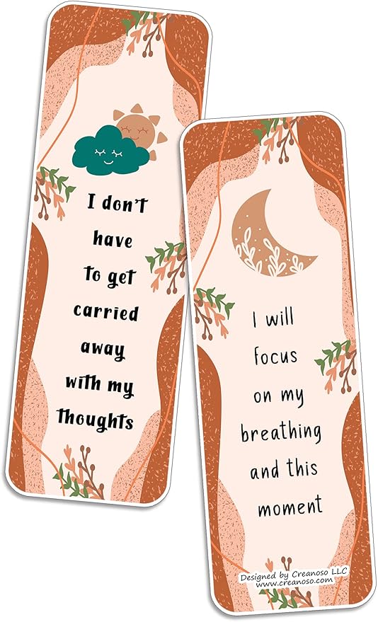 Creanoso Anxiety Statement Cards (10-Sets x 6 Cards) – Daily Inspirational Card Set – Interesting Book Page Clippers – Great Rewards for Adults and Professionals