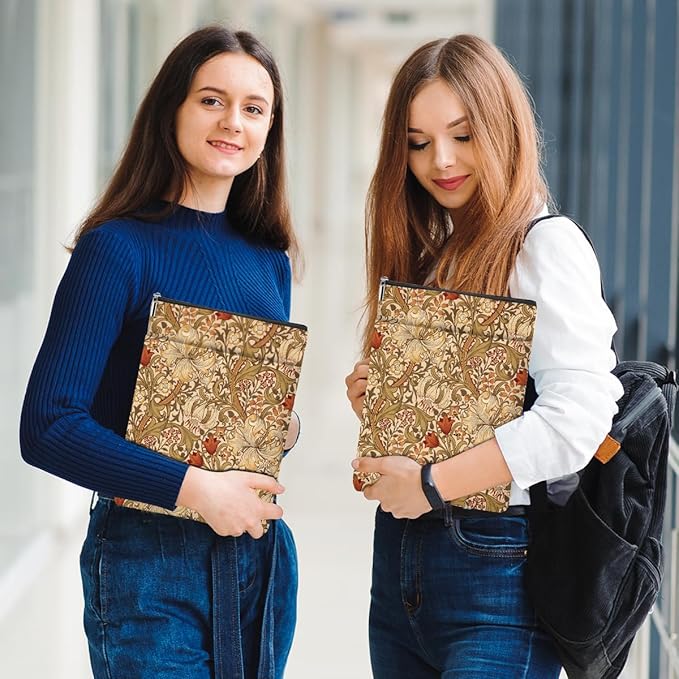 Retro Flowers Book Sleeve Book Cover Classic Flower Book Protector with Zipper Christmas Birthday Book Club Gifts Book Accessories for Women Sister Freind Librarian Girls Bookish Book Lovers Gifts