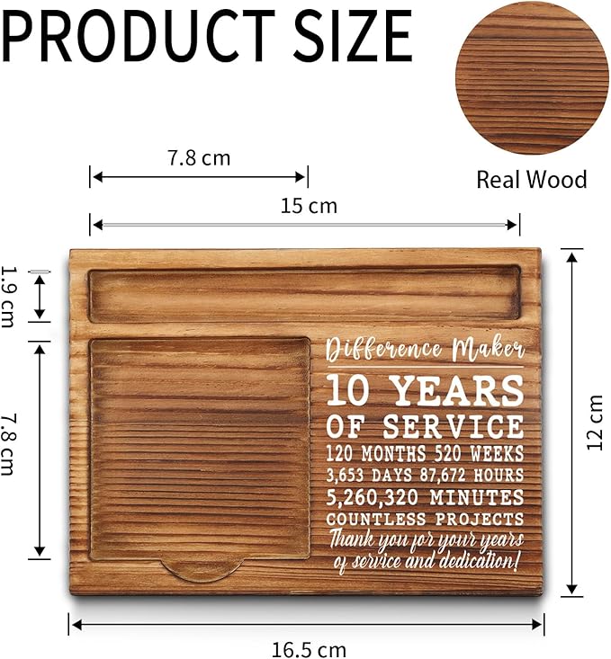 10th Work Anniversary Sticky Note Holder, Thank You Appreciation 10 Year Work Anniversary Decor Gifts for Women, Employee, Him, Her, Happy 10th Work Anniversary Self-Stick Note Pad Holders GSH32