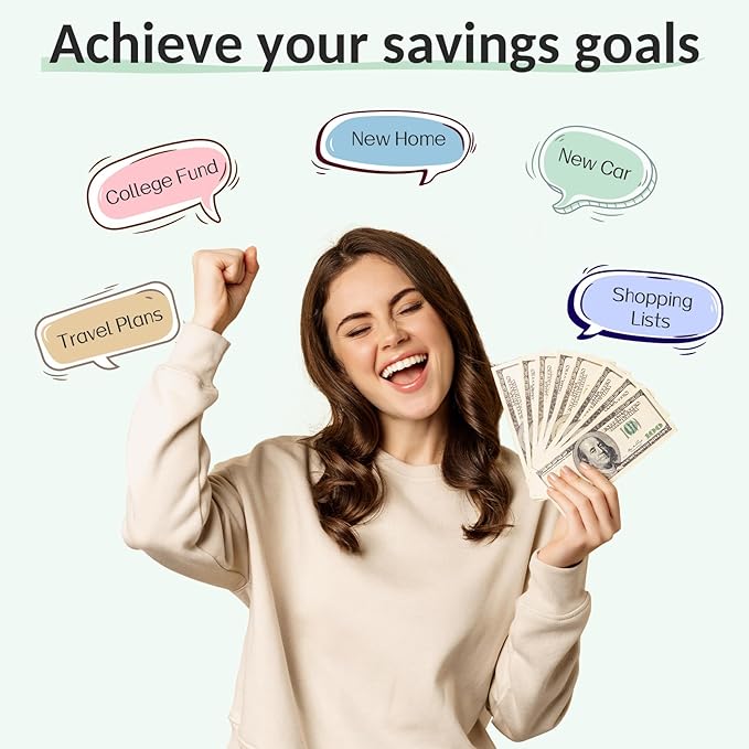 Sooez Savings Challenges Book with Extra Pocket Storage, Zipper Closure 100 Envelopes Money Saving Challenge, PU Saving Binder with Cash Envelope & Laminated Tracker for Cash Bill, 8.3”x 10.5”, Pink