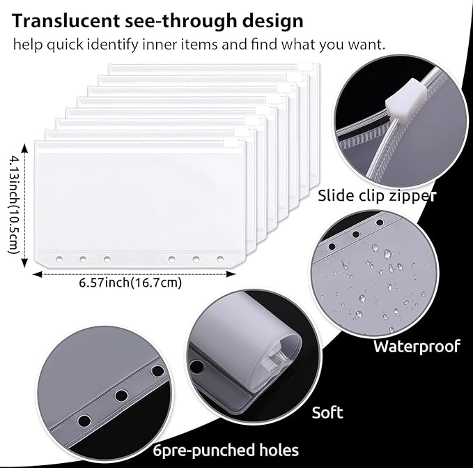 SKYDUE A6 Money Saving Binder, Budget Binder with Cash Envelopes, Savings Book with 12pcs Expense Budget Sheets and Sticky Labels Purple