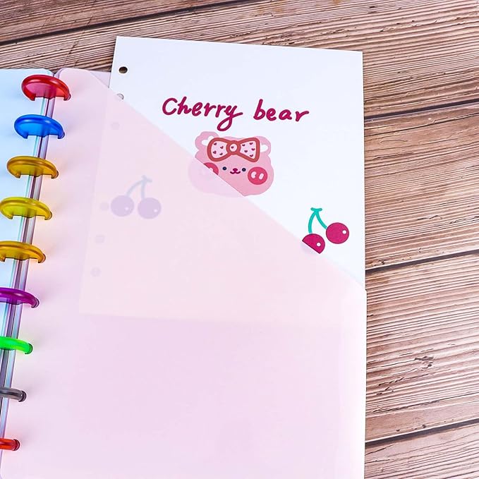 Discbound Dividers with Pockets Discbound Notebook 7x9.25'' Divider 9 Disc Bound Classic Size Planner Inserts Pocket 5pcs Plastic Index Dividers for Binder Folder Office