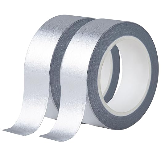 QDiShi 2 Rolls Silver Washi Tape for Wall Decor Decorative,Foil Masking Tape Low Tack Self Adhesive Decorative Washi Tape Metallic Washi Tape 0.59in x66FT Shiny Metallic Color(Silver)
