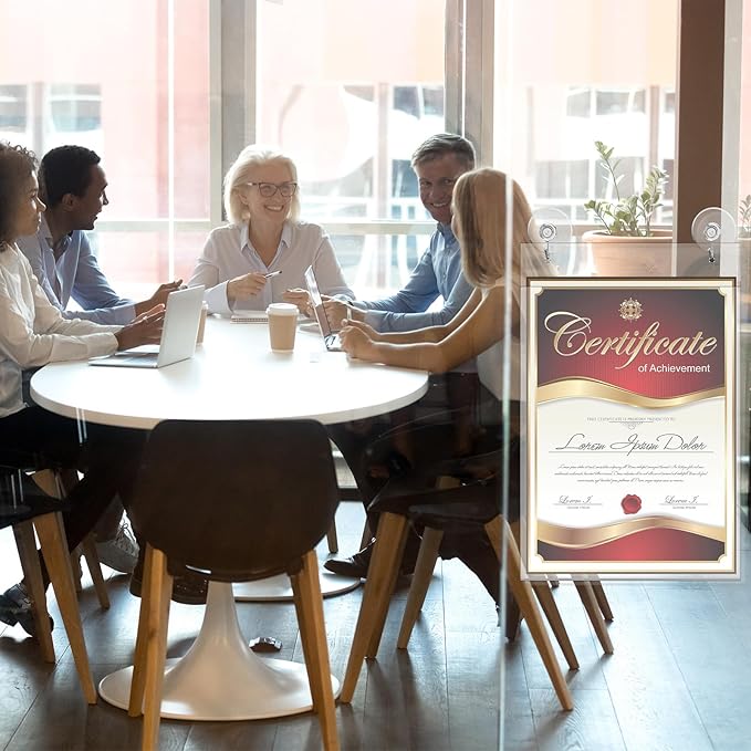 Suzile 12 Pcs Acrylic Window Sign Holder Hanging Acrylic Sign Holder 8.5 x 11 Inch Office Door Signs with Suction Cup Hooks Suction Cup Hangers for Office School Home Store Restaurant